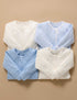 Purebaby Pale Blue Bear 4 Pack Zip Growsuit