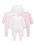 Purebaby Pale Pink Bear 4 Pack Zip Growsuit