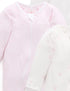 Purebaby Pale Pink Bear 4 Pack Zip Growsuit