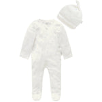 Purebaby Zip Growsuit & Hat Set, Blue Bear