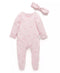 Purebaby Zip Growsuit & Headband Set Pale Pink Blossom