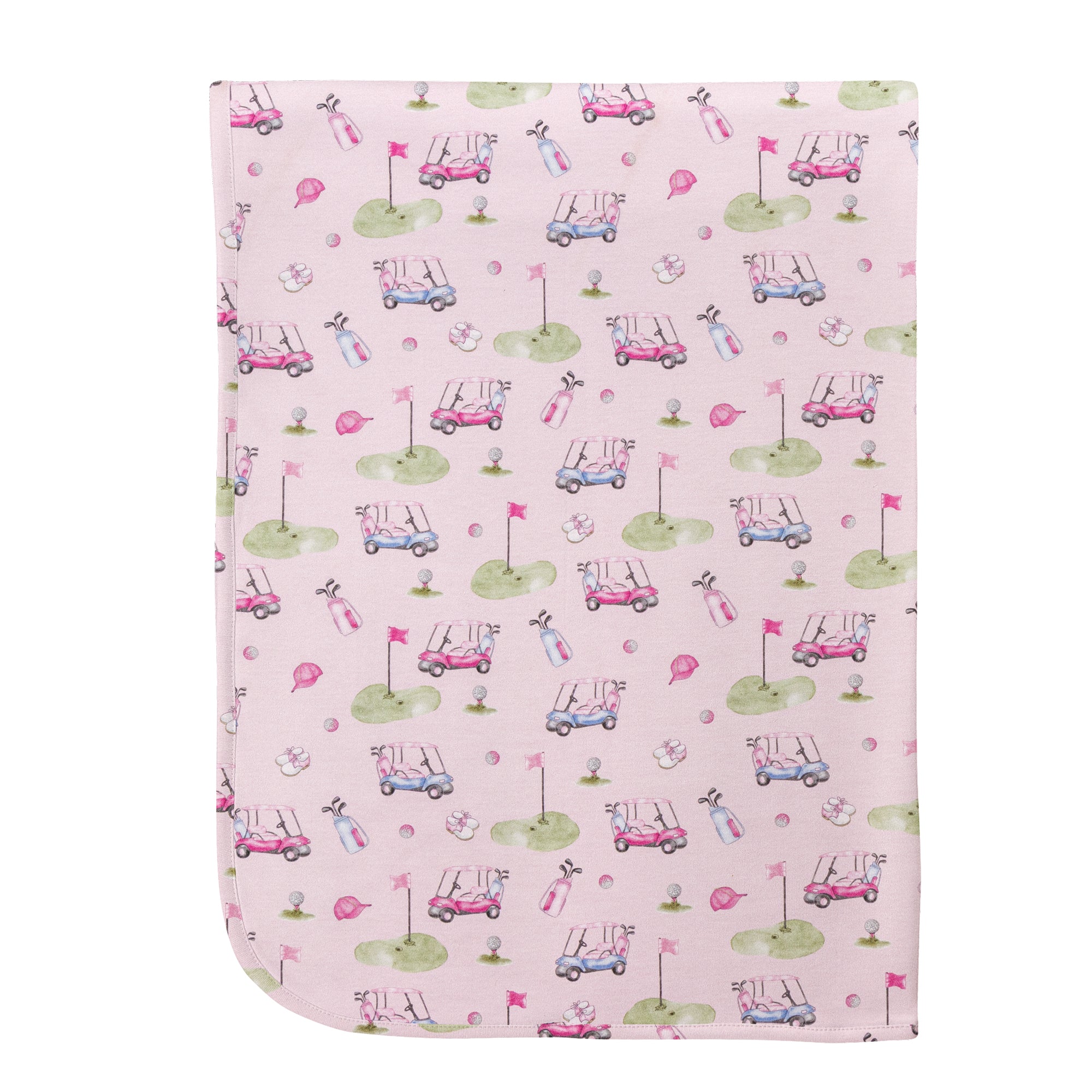 Baby Club Chic Golfing In Pink Printed Pima Receiving Blanket