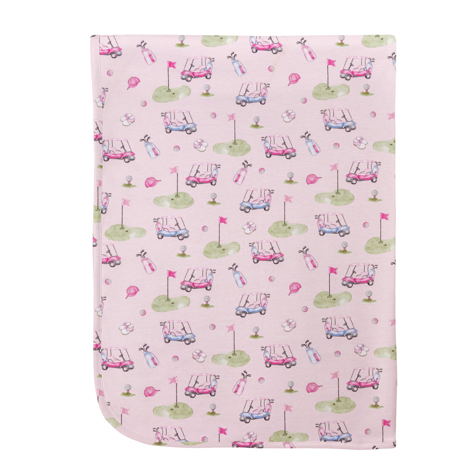 Baby Club Chic Golfing In Pink Printed Pima Receiving Blanket