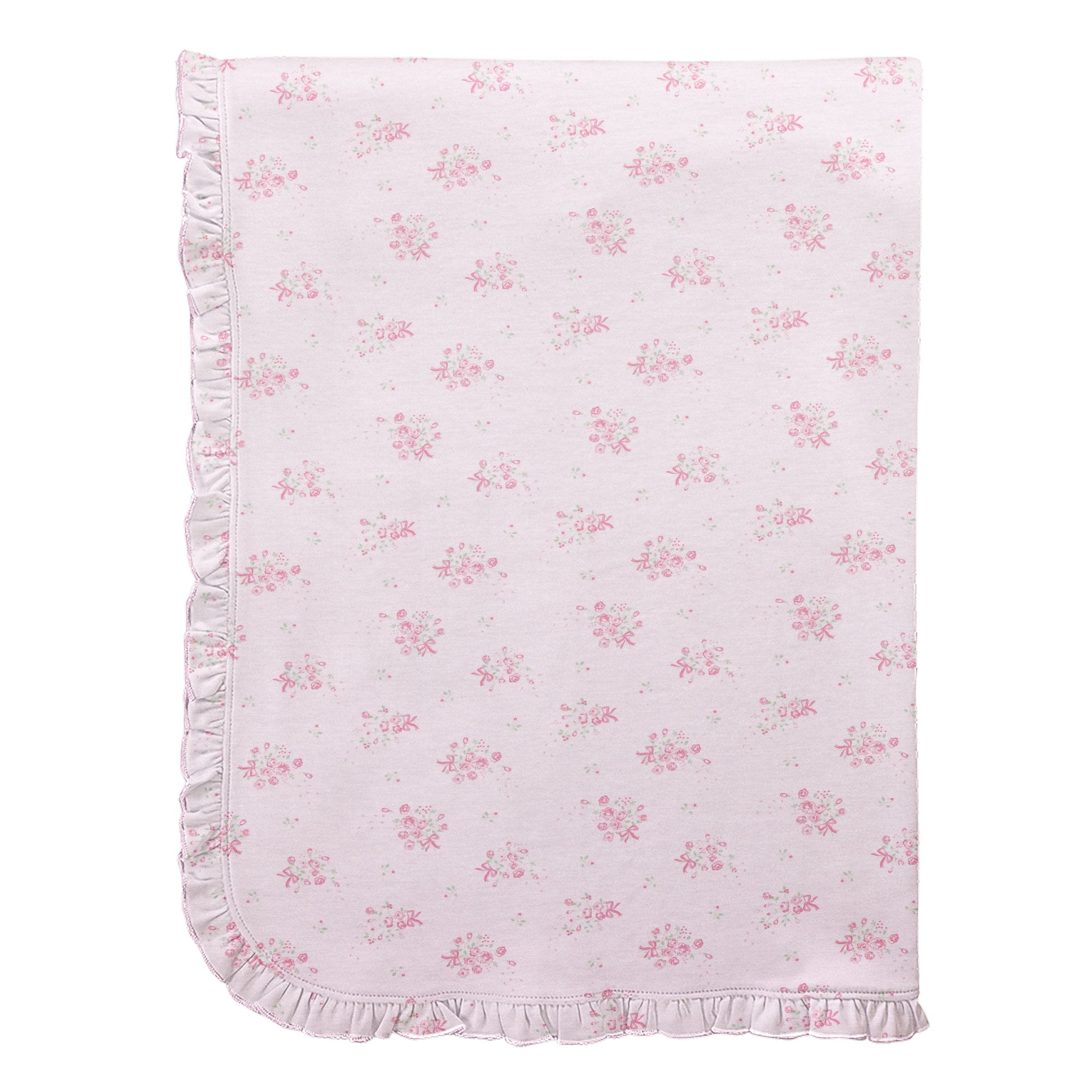 Baby Club Chic Tiny Bunch of Roses Printed Pima Blanket with Ruffle