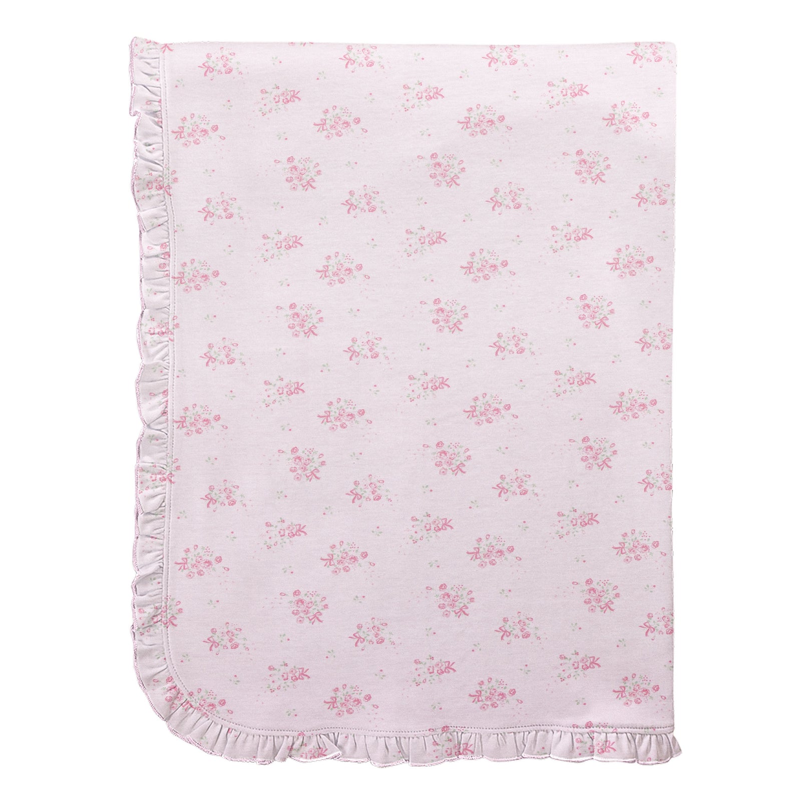 Baby Club Chic Tiny Bunch of Roses Printed Pima Blanket with Ruffle