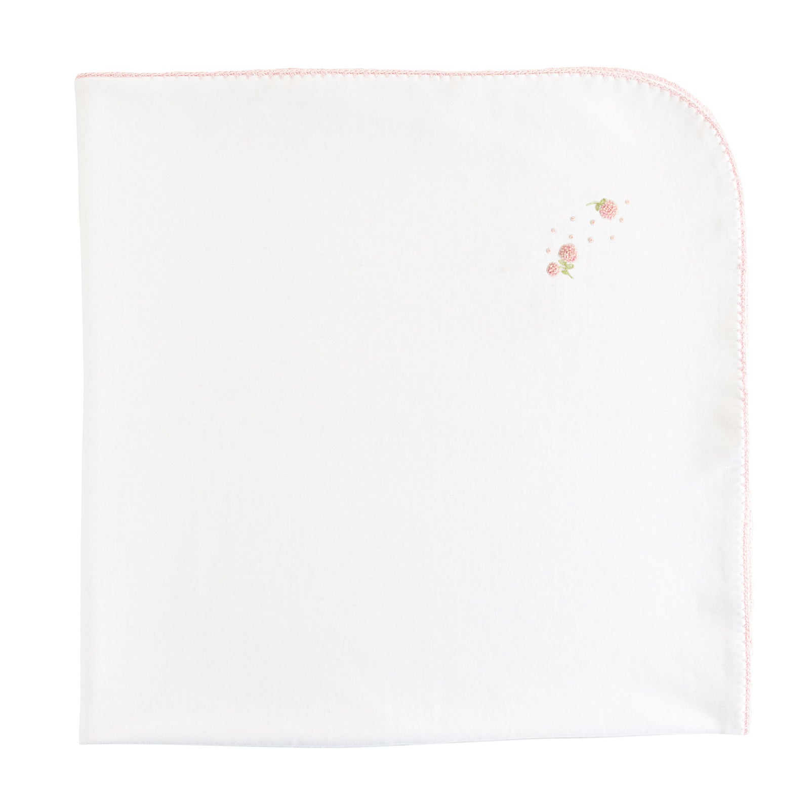 Baby Club Chic Spring Flowers Receiving Blanket with Pink Crochet