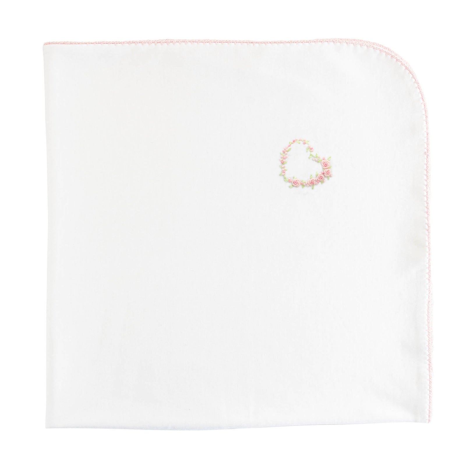 Baby Club Chic Sweet Heart Receiving Blanket with Pink Crochet
