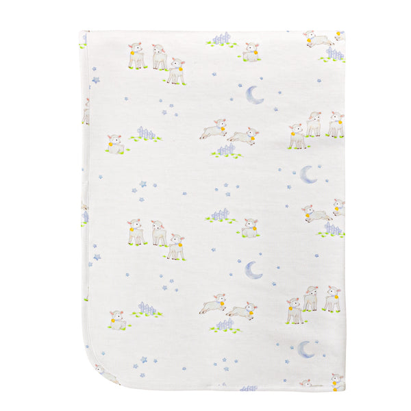 Baby Lambs Receiving Blanket, Blue