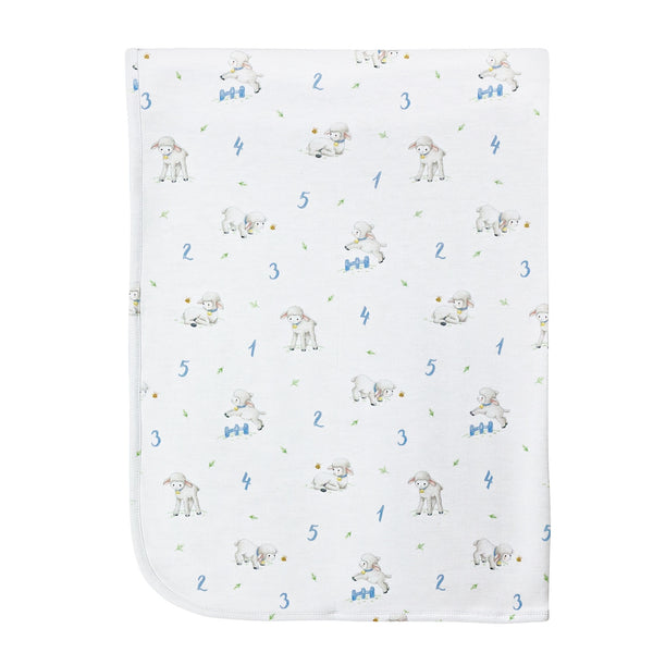 Counting Baby Sheep Receiving Blanket, Blue Printed