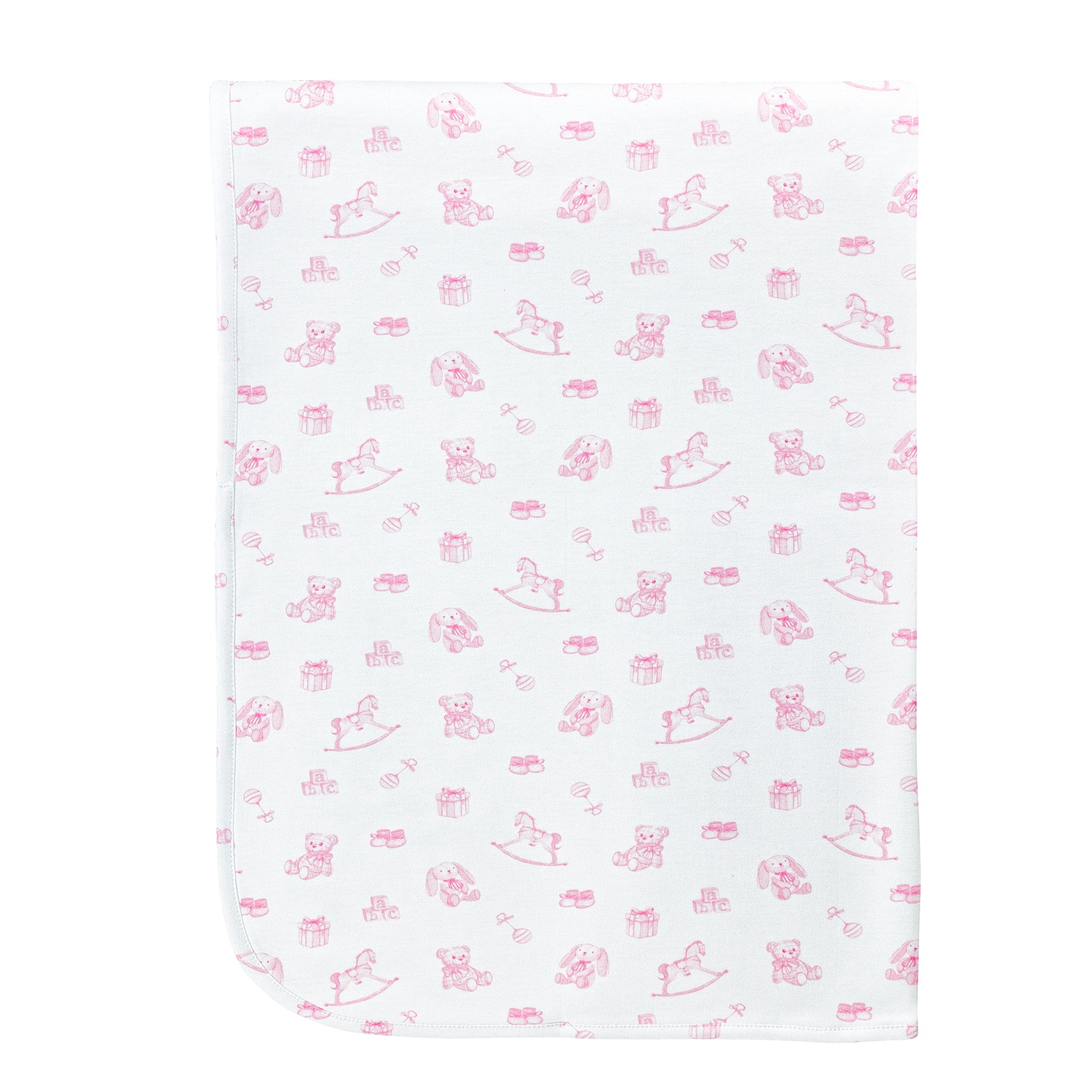 Tiny Baby Toys Printed Receiving Blanket, Pink