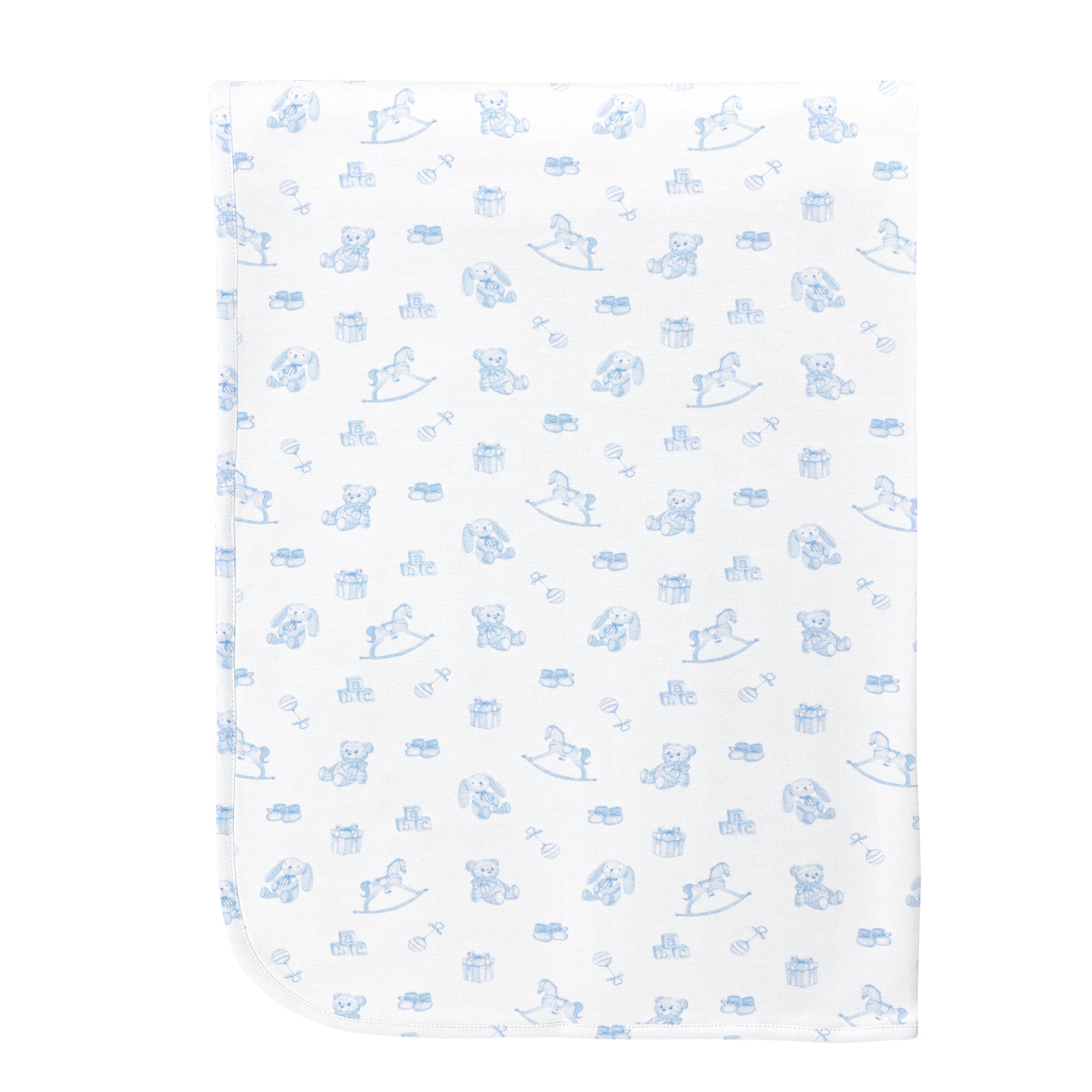 Tiny Baby Toys Printed Receiving Blanket, Blue