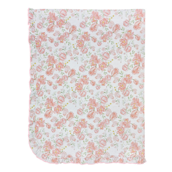 Pastel Floral Printed Receiving Blanket with Ruffles