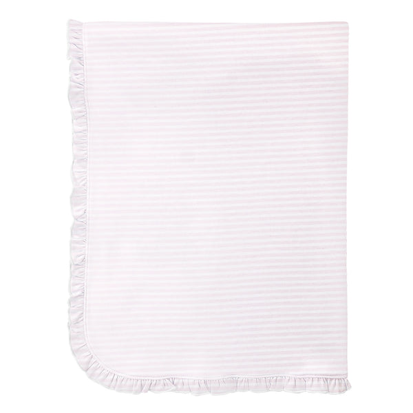 Pink Stripes Receiving Blanket with Ruffles