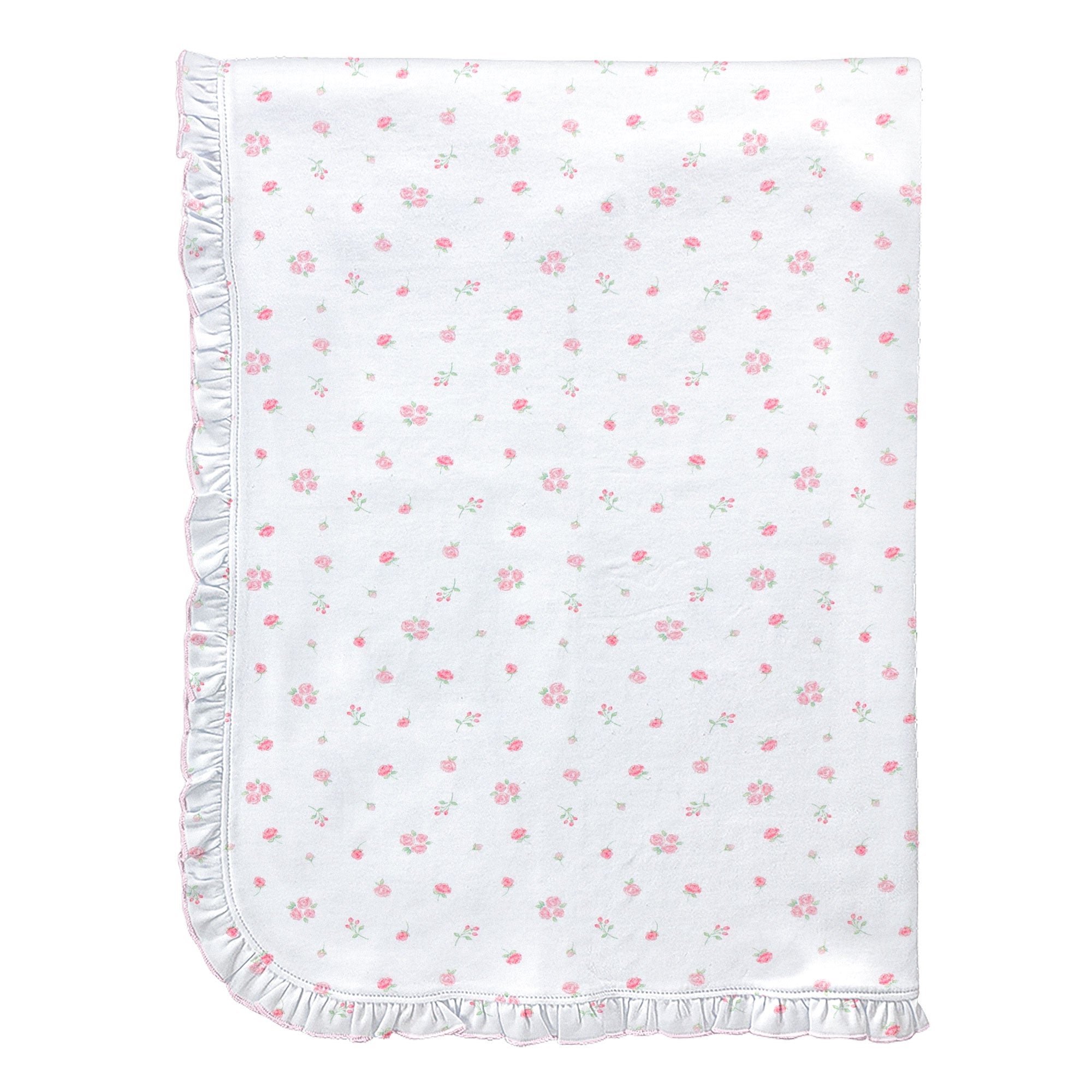 Tiny Rosebud Printed Receiving Blanket with Ruffles