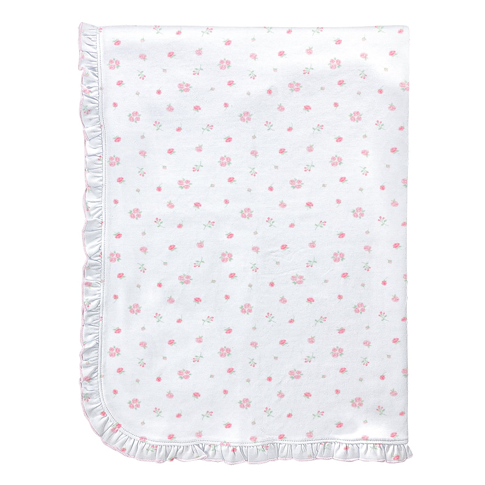 Tiny Rosebud Printed Receiving Blanket with Ruffles