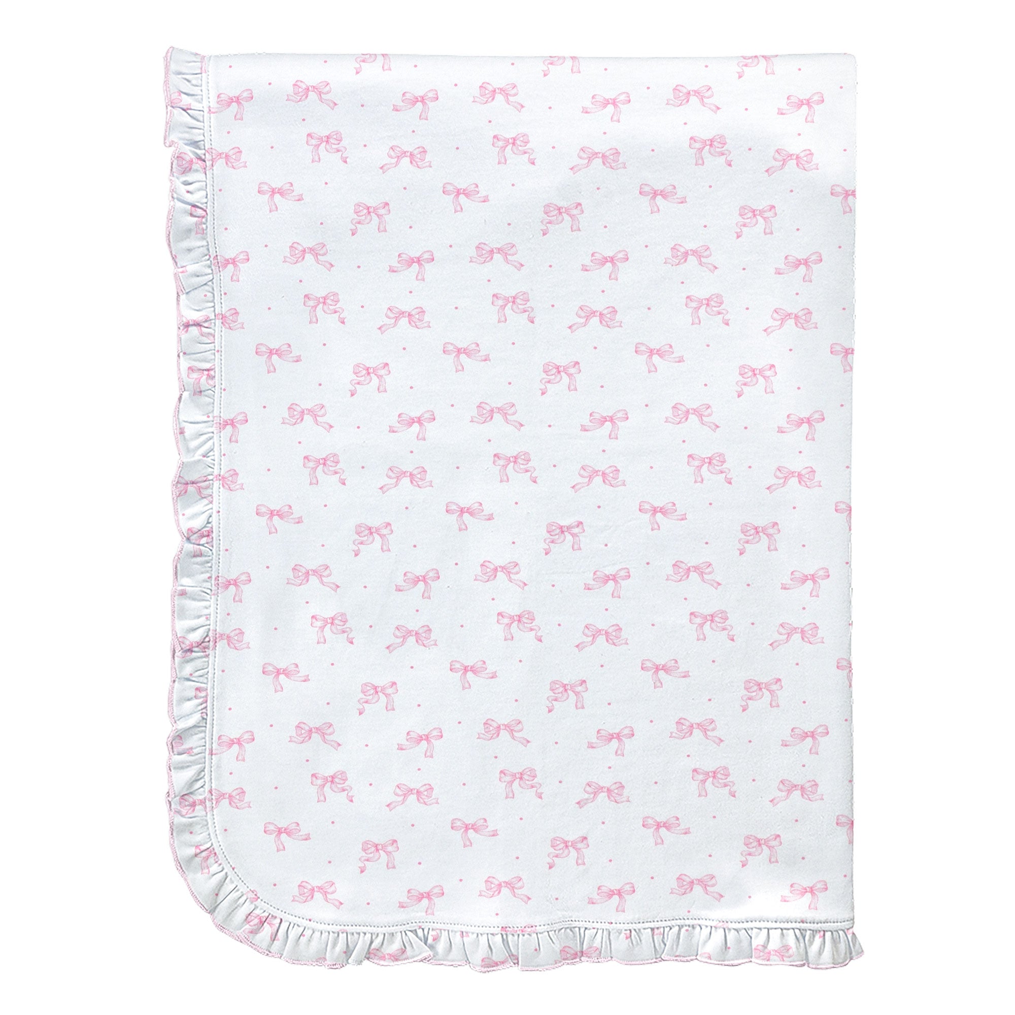 Tiny Pretty Bows Printed Receiving Blanket with Ruffles