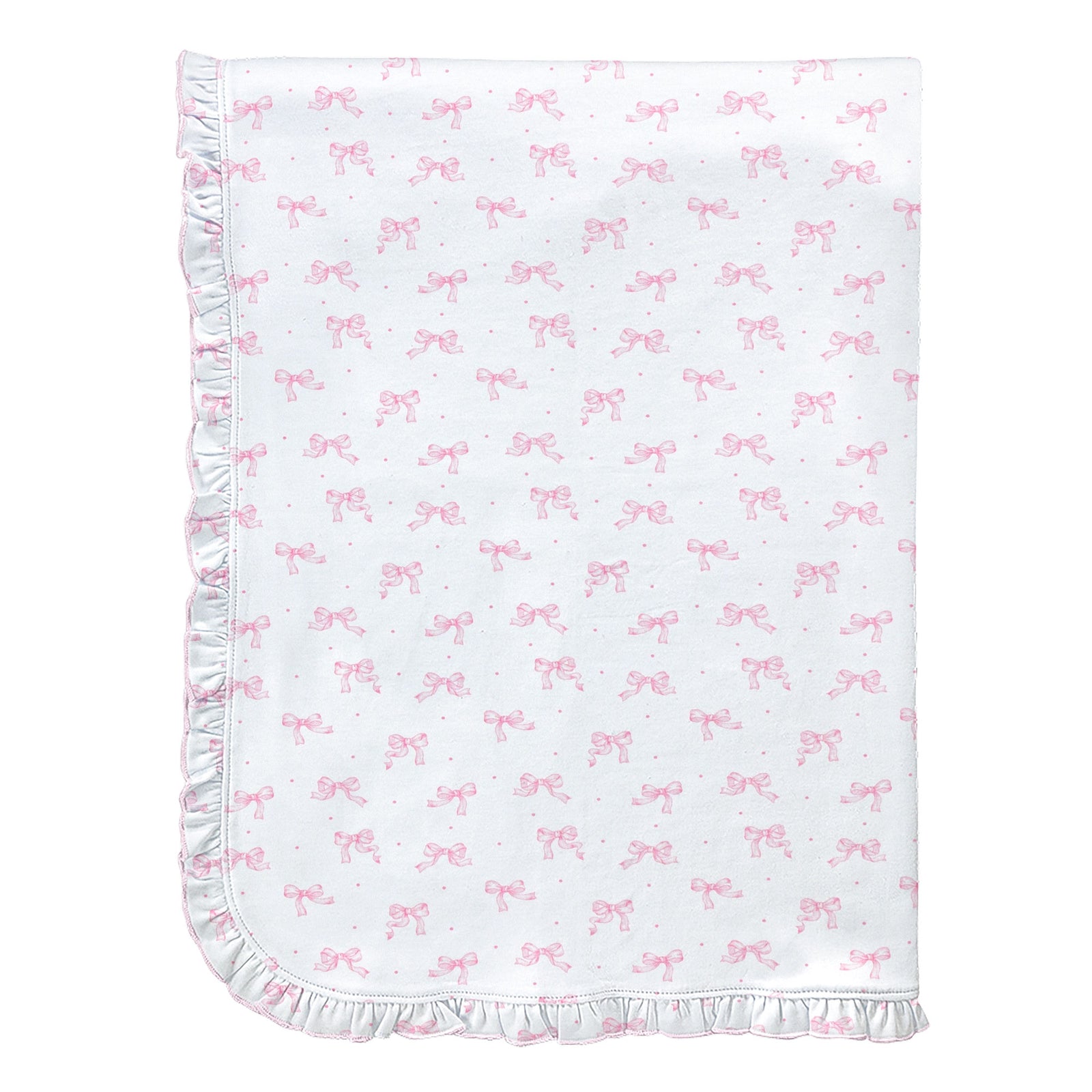 Tiny Pretty Bows Printed Receiving Blanket with Ruffles