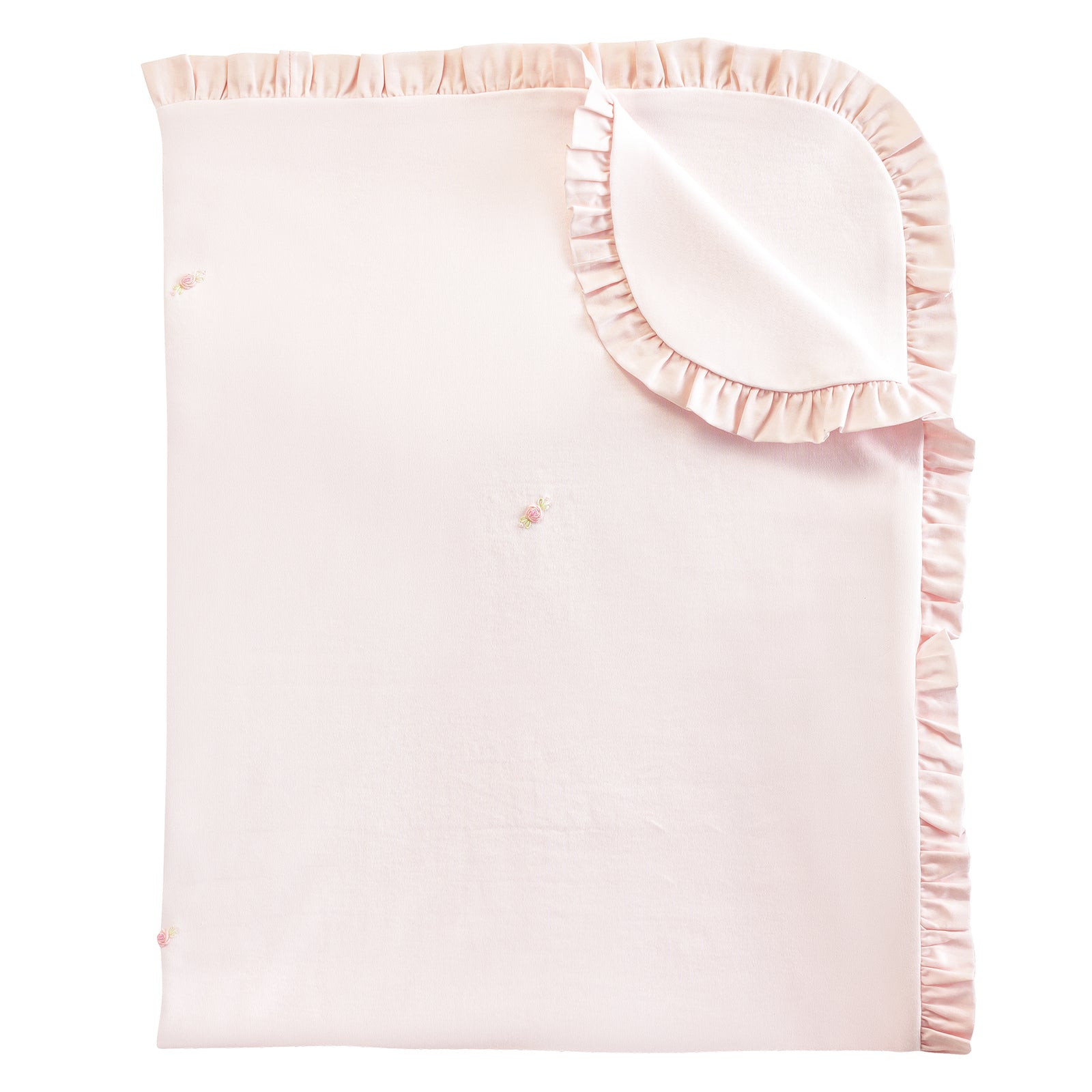 Sweet Roses Ruffled Receiving Blanket w/Embroidery
