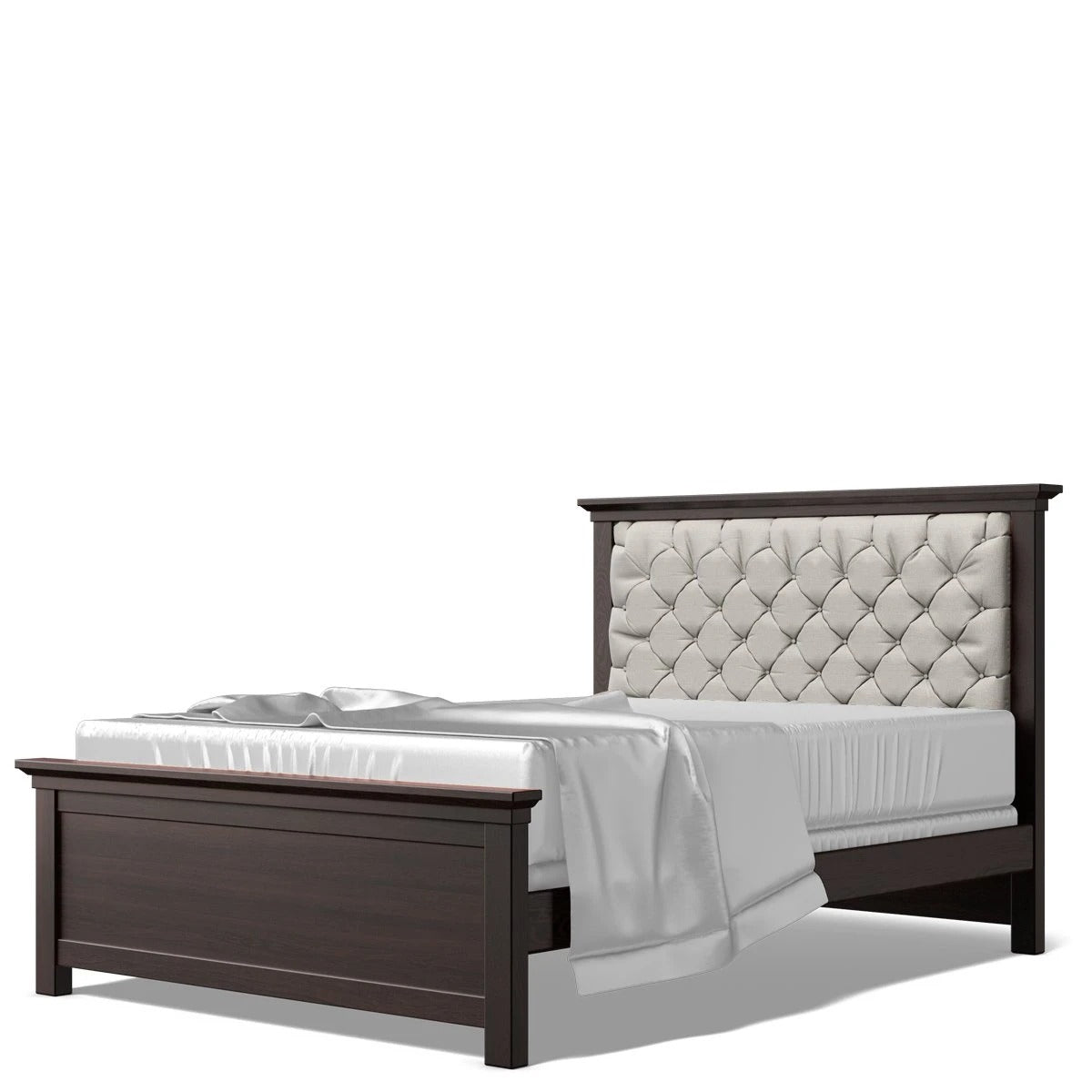 Full Bed Tufted Headboard Bruno Rosso with Beige Linen