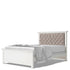 Full Bed Tufted Headboard Solid White with Beige Linen