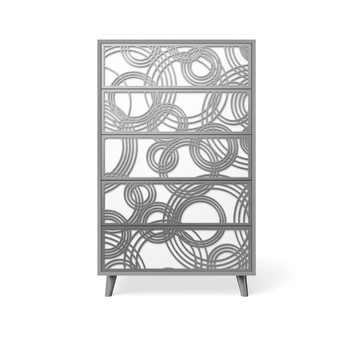 Tall Chest Argento with Circle Laser Applique