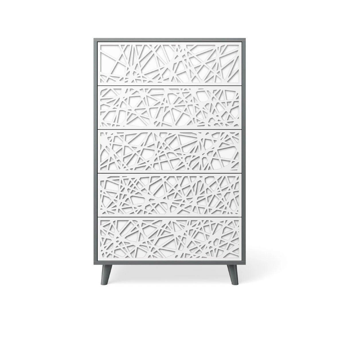 Tall Chest Washed Grey with Solid White and Stripe Laser Applique