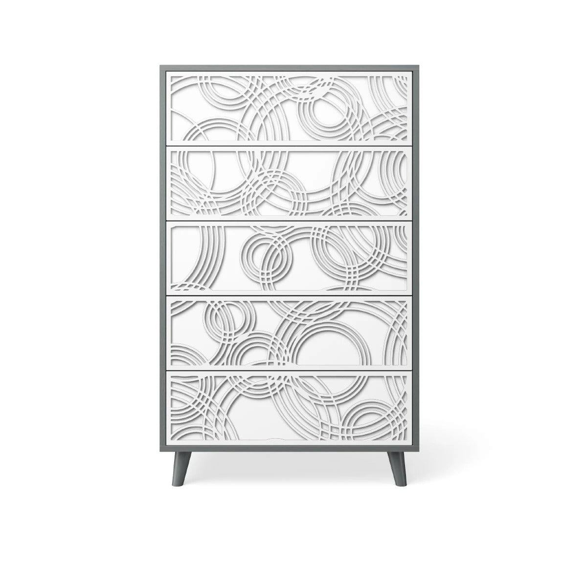 Tall Chest Washed Grey with Solid White and Circle Laser Applique