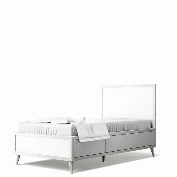 Twin Bed Solid White with Silver Frost