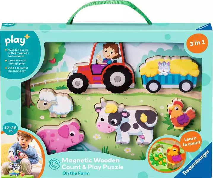 Ravensburger Magnetic Wooden Count & Play Puzzle: On the Farm