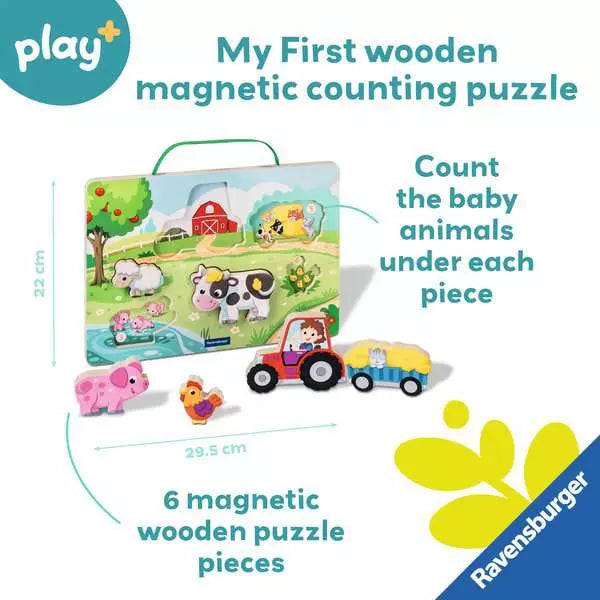 Ravensburger Magnetic Wooden Count & Play Puzzle: On the Farm