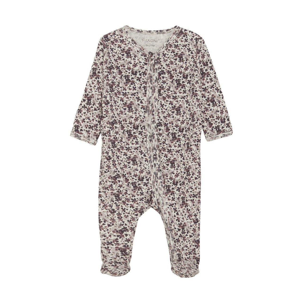 Ribbed Zipped Footie, All-Over-Print, Huckleberry