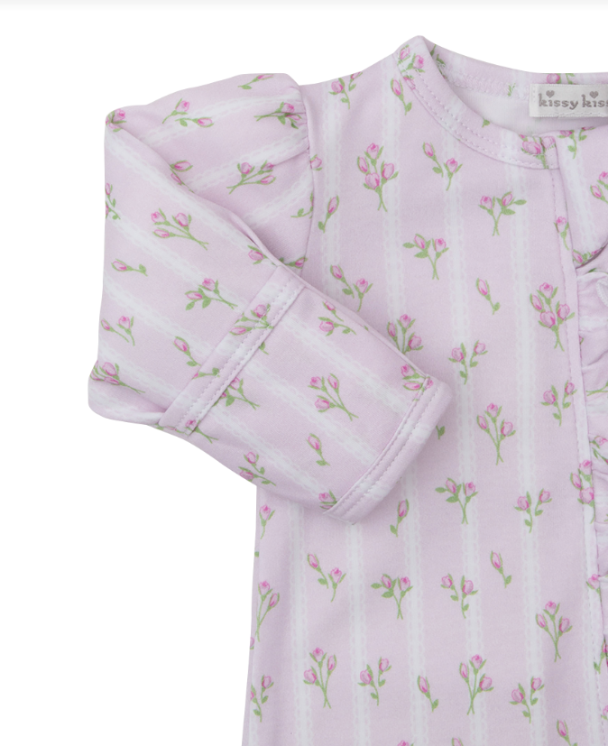 Ribbon Stripe Bouquet Zip Footie