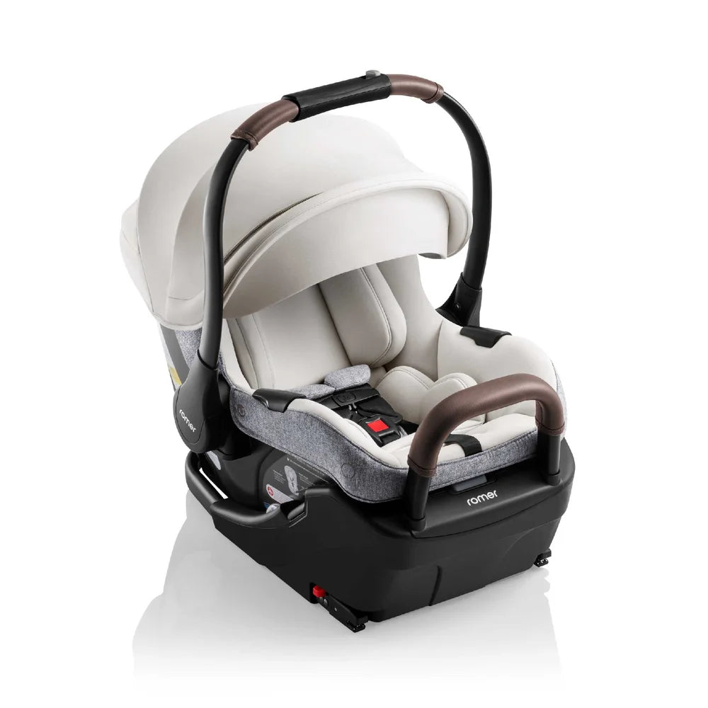Romer Juni Infant Car Seat with Versa Base, SecureLoc Technology, Luxury Cover, Pearl