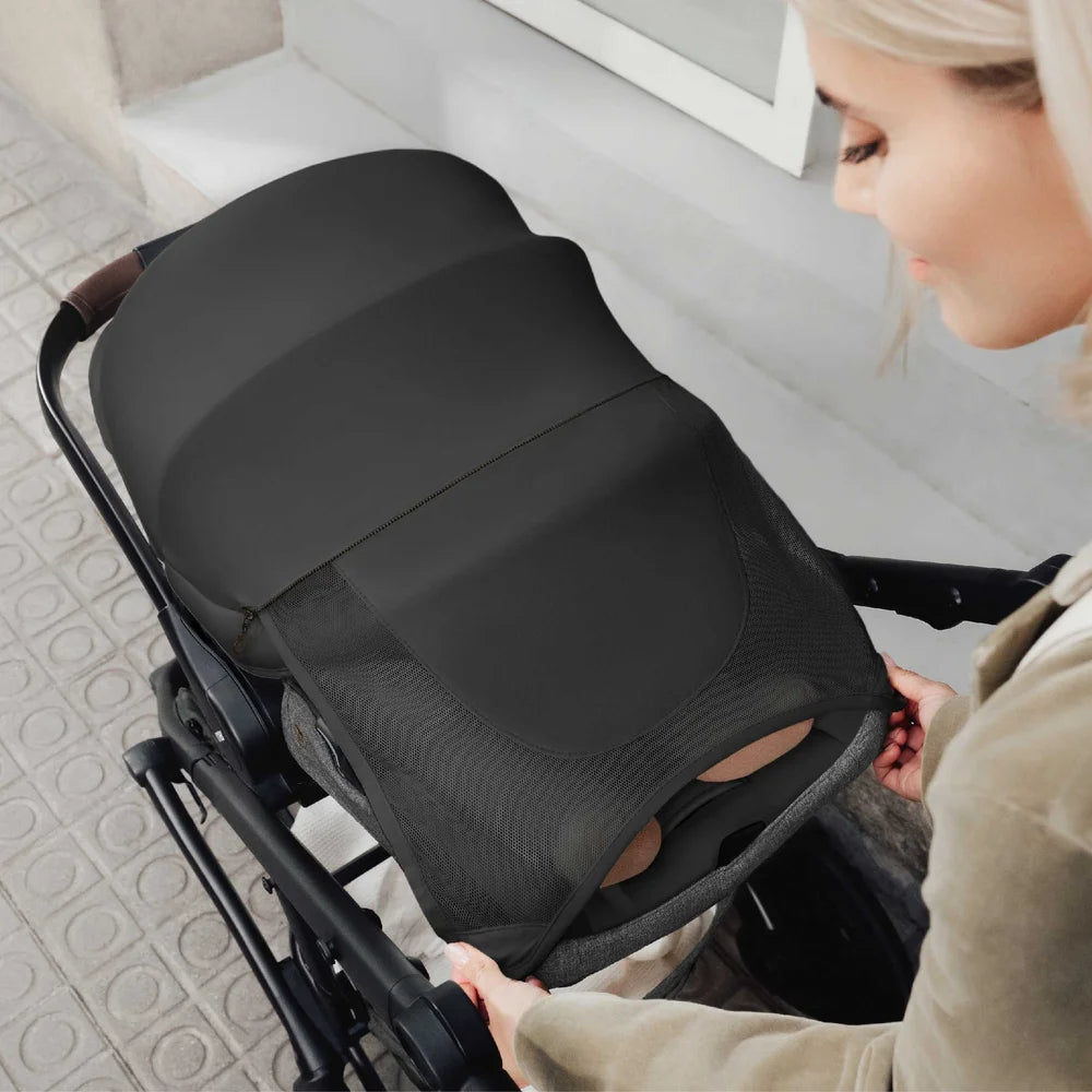 Romer Juni Infant Car Seat with Versa Base, SecureLoc Technology, Luxury Cover, Peppercorn