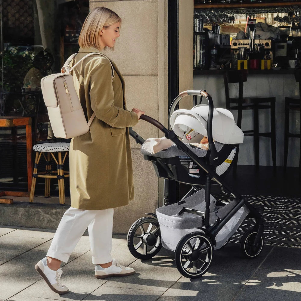Romer Juni & Tura Travel System, Infant Car Seat & Stroller Set With Versa Base — Pearl