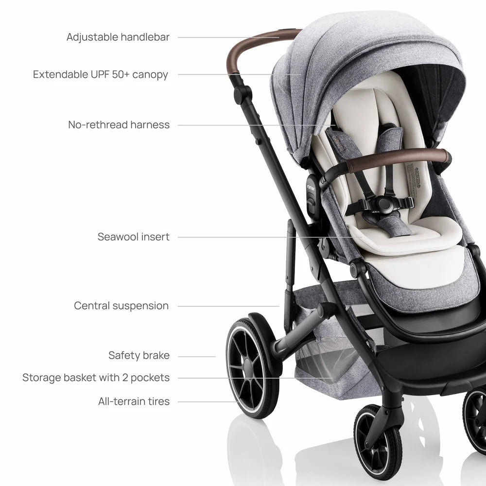 Romer Juni & Tura Travel System, Infant Car Seat & Stroller Set With Versa Base — Pearl