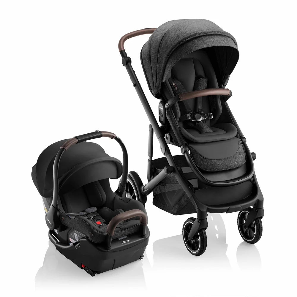 Romer Juni & Tura Travel System, Infant Car Seat & Stroller Set With Versa Base — Peppercorn