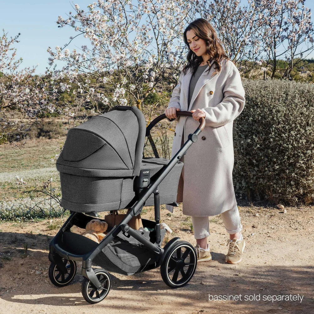 Romer Juni & Tura Travel System, Infant Car Seat & Stroller Set With Versa Base — Peppercorn