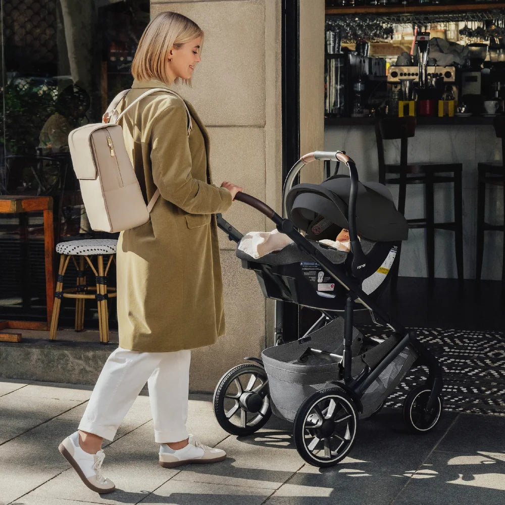 Romer Juni & Tura Travel System, Infant Car Seat & Stroller Set With Versa Base — Peppercorn