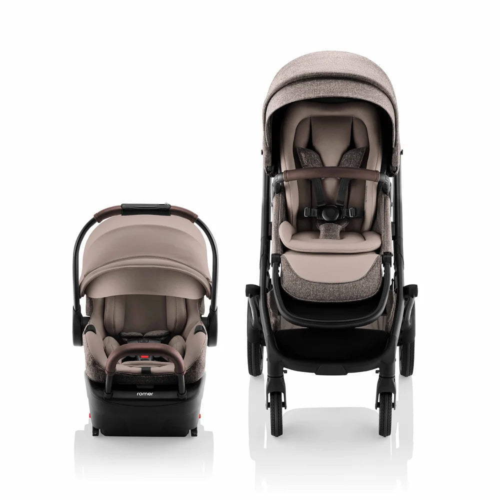 Romer Juni & Tura Travel System, Infant Car Seat & Stroller Set With Versa Base — Truffle