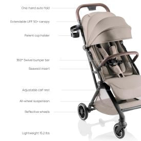 Romer Lani Ultra-Compact Travel Stroller, Lightweight Design With Seawool Fabric, Truffle