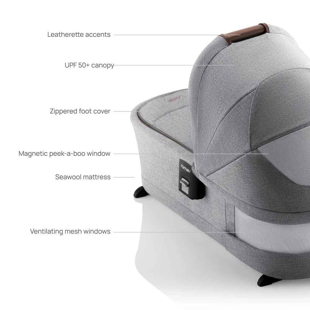 Romer Sera Bassinet for Tura Stroller, Portable Baby Bassinet, Pearl