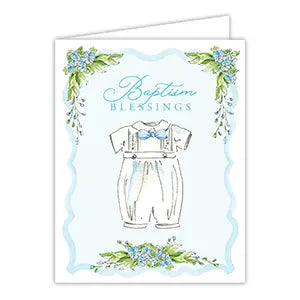 Rosanne Beck Card - Baptism Blessings Blue Christening Outfit