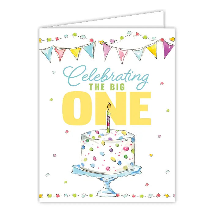 Rosanne Beck Card - Celebrating the Big One Cake with Banner