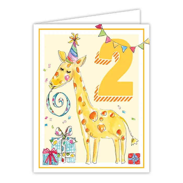 Rosanne Beck Card - Handpainted Second Birthday Giraffe