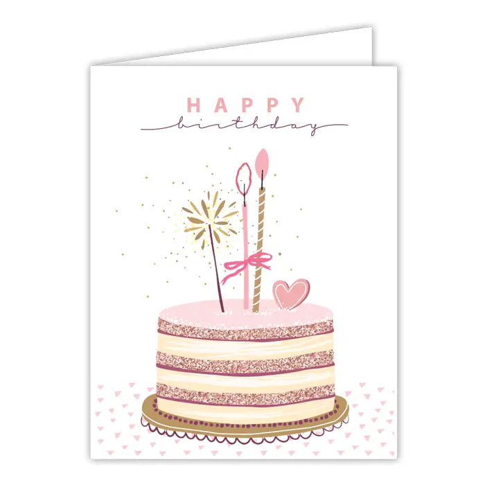 Rosanne Beck Card - Happy Birthday Cake Sparkler and Candles