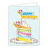 Rosanne Beck Card - Happy Birthday Flag in Cake with Pom Poms