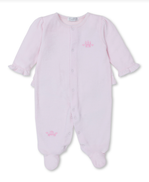 Royal Details Velour Footie, Pink