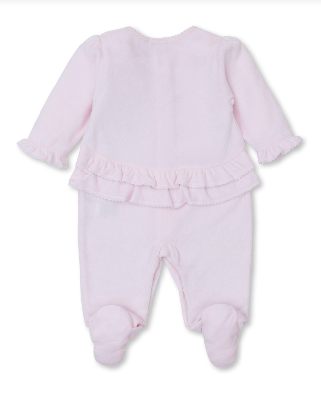 Royal Details Velour Footie, Pink