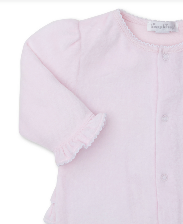 Royal Details Velour Footie, Pink